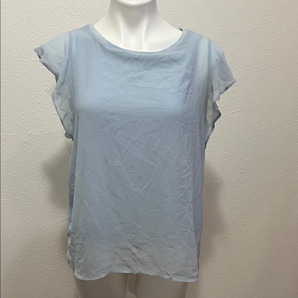 Ann Taylor Blue Lined Top Sz M